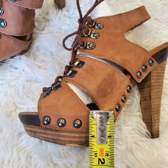 ALDO|Womens Tan Lace Up Heels| size 37 - Picture 6 of 11